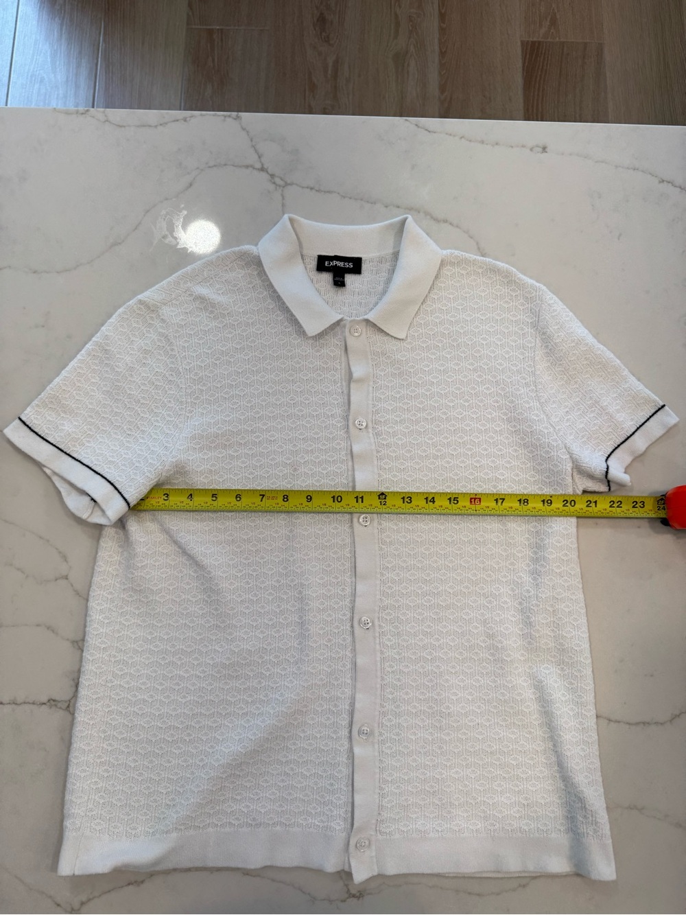 Express White Short-Sleeve Knit Polo